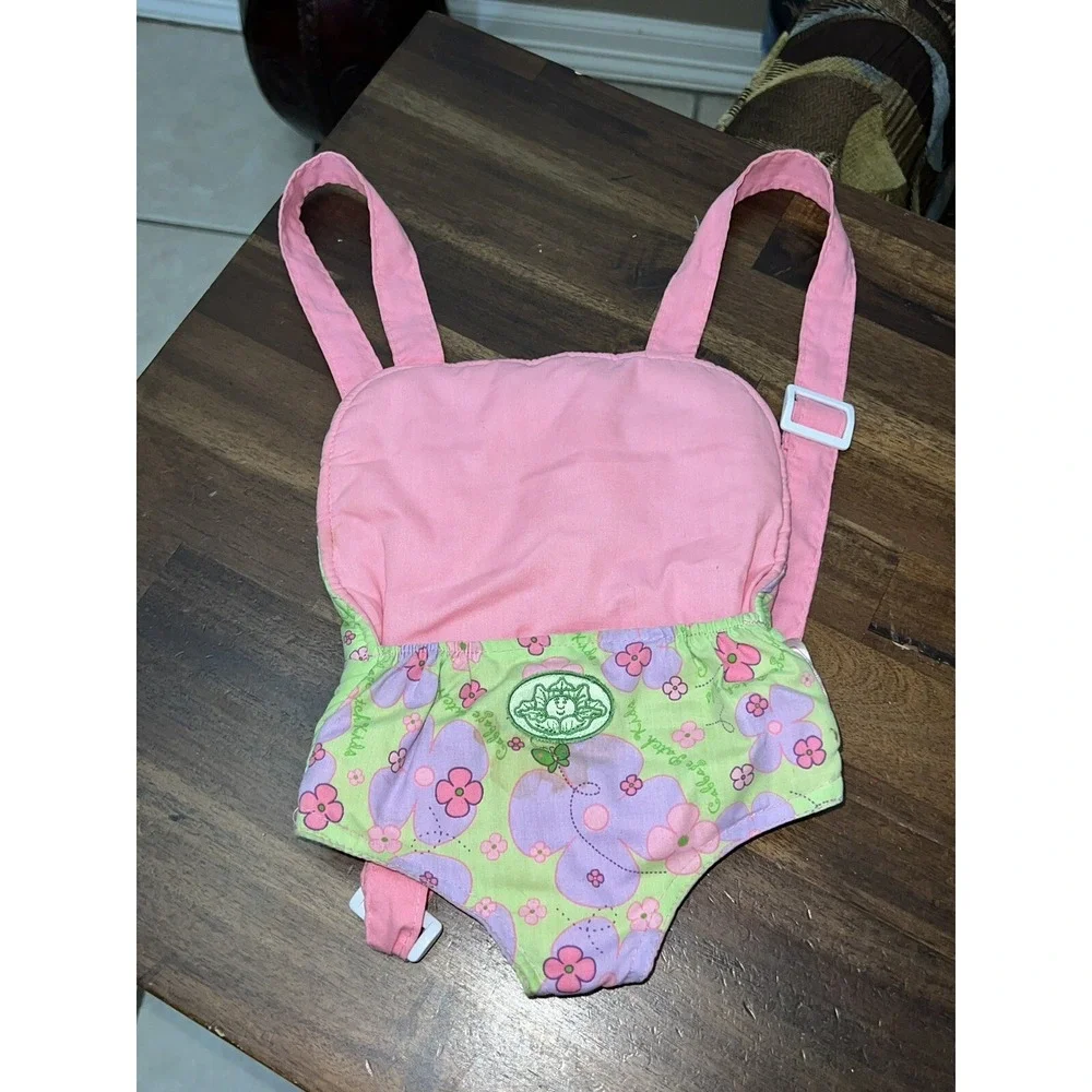 2005 Cabbage Patch‎ Doll Kid Cloth Carrier Backpack Pink Green Floral